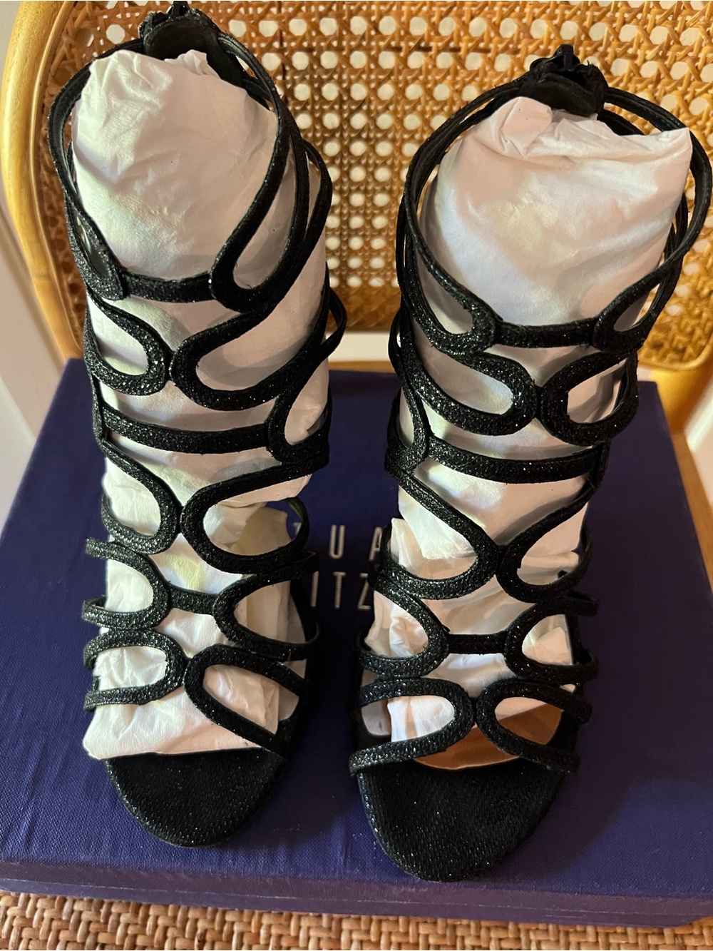 Stuart Weitzman Black Strappy High-Heel Sandals - Women